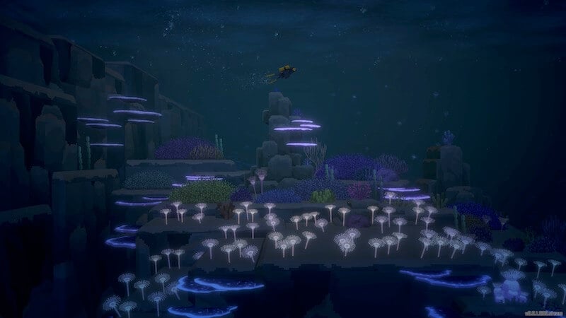 Diving into the water at night in Dave the Diver