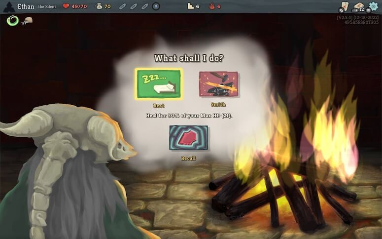 Choosing to either Rest or Smith at a rest area in Slay the Spire