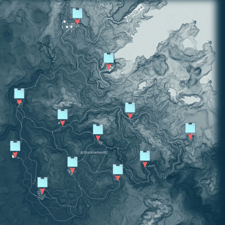 A map of all the Delivery Point Locations in Afghanistan in Metal Gear Solid 5