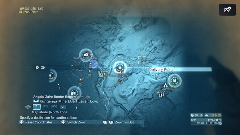 The map location of the Delivery Point in Kungenga Mine in Metal Gear Solid V