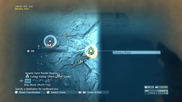 The map location of the Delivery Point in Lufwa Valley in Metal Gear Solid V