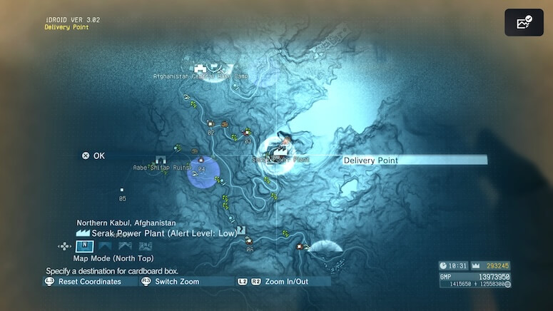 The map location of the Delivery Point in the Serak Power Plant in Metal Gear Solid V