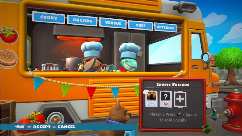 2 players on Overcooked 2 at the main menu