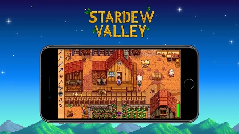 A picture of Stardew Valley being played on a mobile device