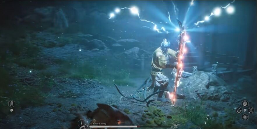 The Yellow Loong doing a spear attack in Black Myth Wukong